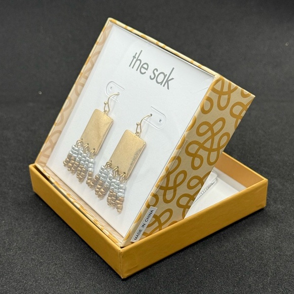 The Sak Gold and Silver Dangle Beaded Earrings - Picture 3 of 5